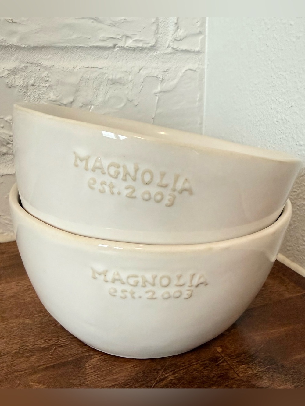 Magnolia Est. 2003 Cream Ceramic Cereal Bowls Set of 2
